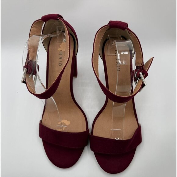 Torrid Pumps Womens Size 11WW Burgundy Two Strap Tapered Open Toe Heeled Sandals - Picture 3 of 16